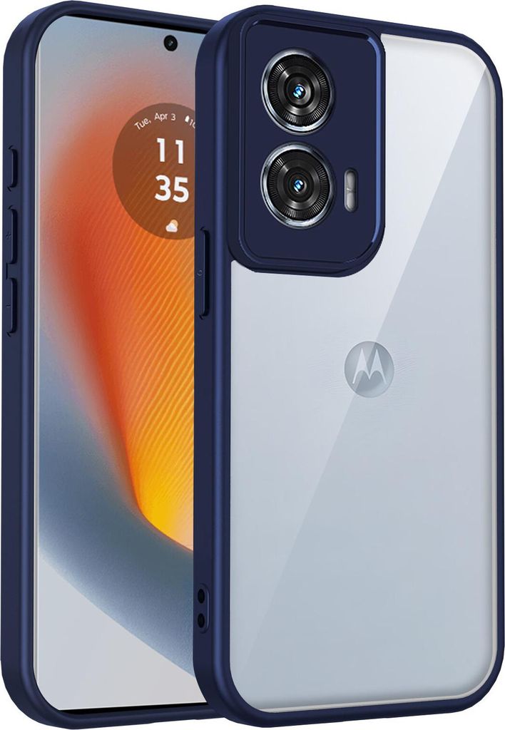 Hülle für Motorola Edge 50 Fusion/Motorola G96 Transparente Rückseite TPU Bumper Stoßfest Handyhülle Blau