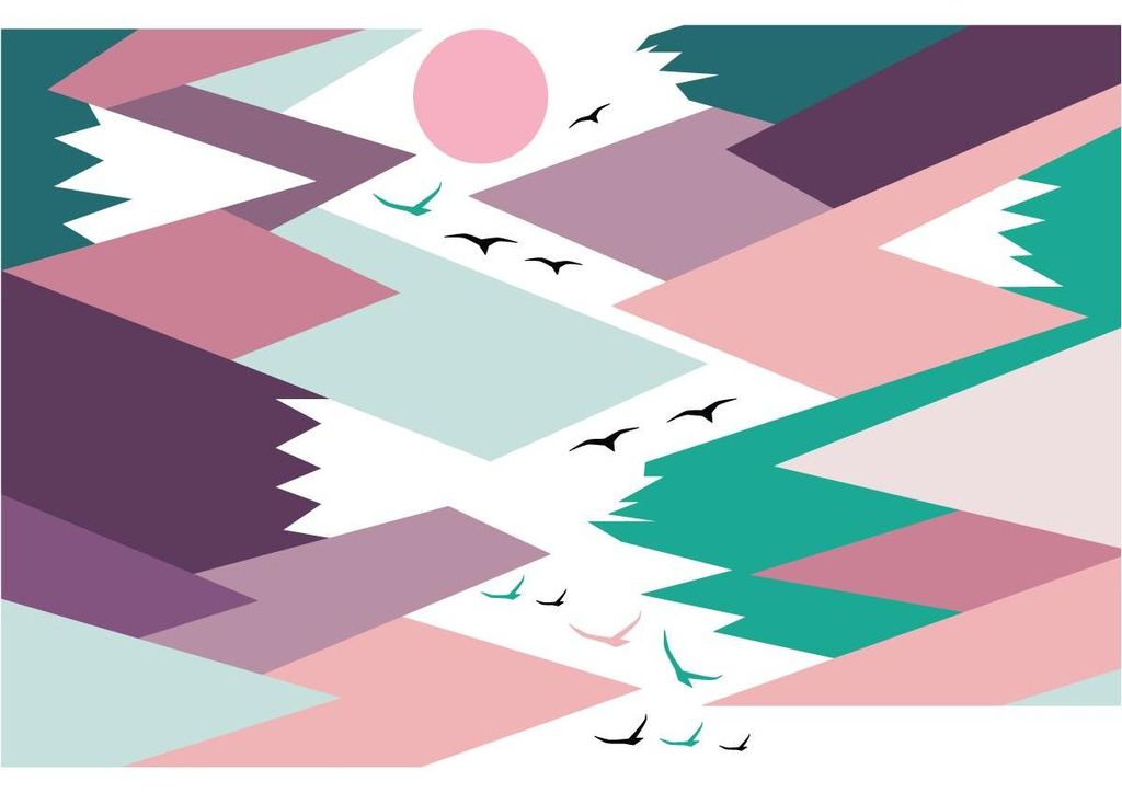 Skandinavische Bergmotive für Kinder – Aufkleber von Anielka, 100 x 150 cm