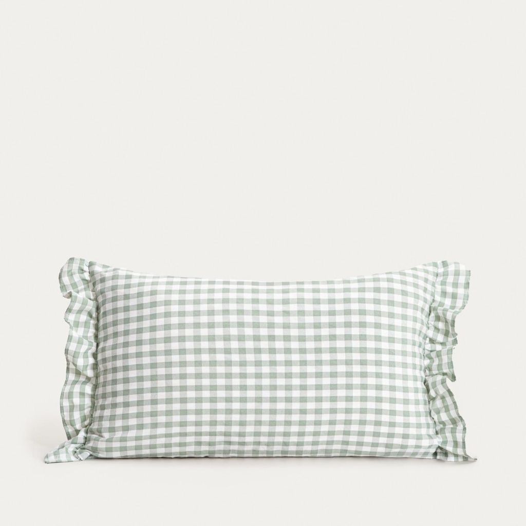HOMLA Poduszka ALAMBRA w kratkę pistacjowa 30x50 cm Zdjęcie produktu 
