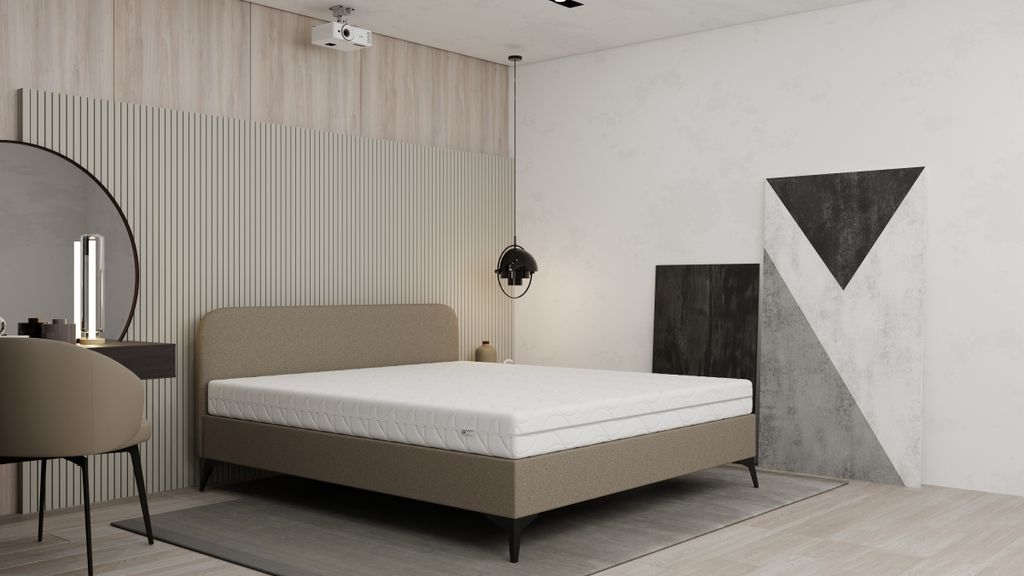 Polsterbett MAVILO - Komfortbett mit Stauraum, Doppelbett, 180x200cm, Braun, Bonellfederkernmatratze, H2/H3