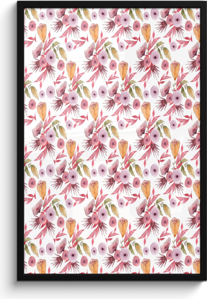 MuchoWow MuchoWow Gerahmtes Poster Blumen - Farben - Rosa 60x90 cm - Poster mit zchwarzem Bilderrahmen - Kunst
