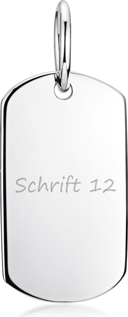 MATERIA by Matthias Wagner Gravur Anhänger Silber 925 klein - Dog Tag personalisiert 11x20mm rhodiniert KA-325-Silber