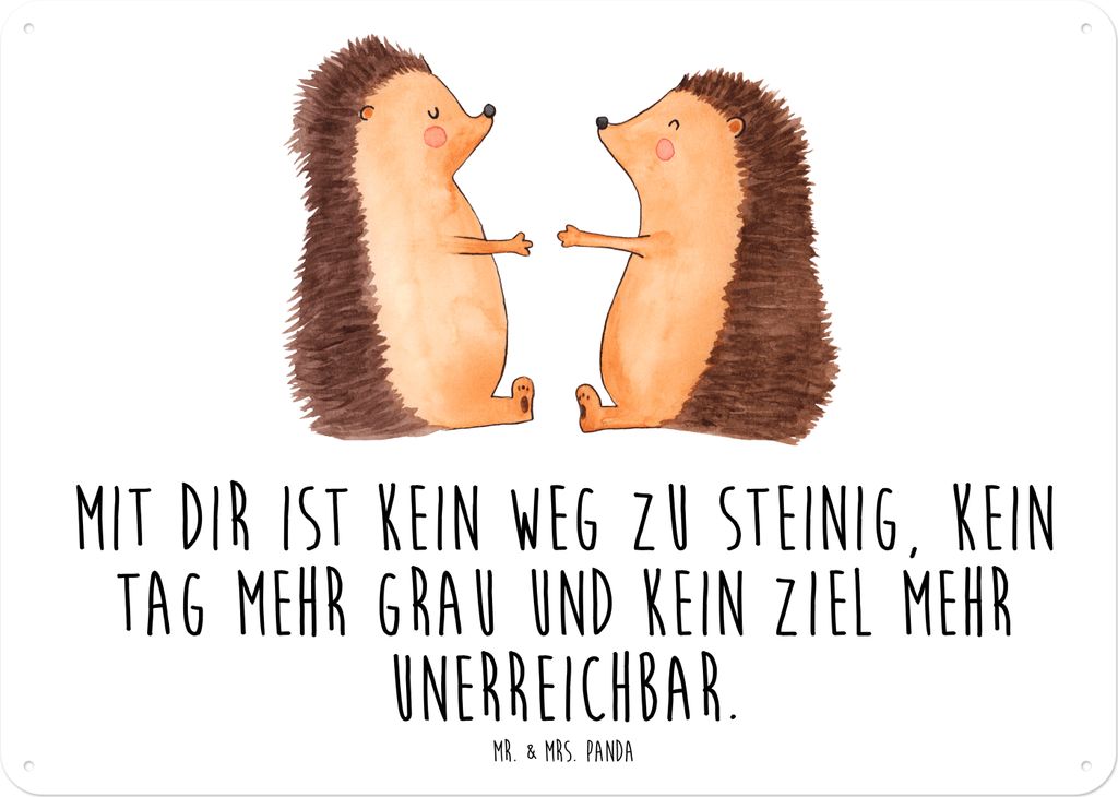 Mr. & Mrs. Panda tafel Igel Liebe DIN A5 - Weiß - Geschenk, Hochzeitstag, Schild, Freundin, wandtafel, Blechschild, Magnetschild, Wandbild, Hochzeit
