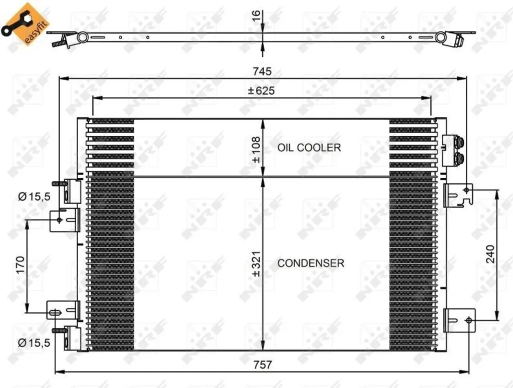 Condenseur de climatisation NRF 350031 pour Sebring et Compass MK74