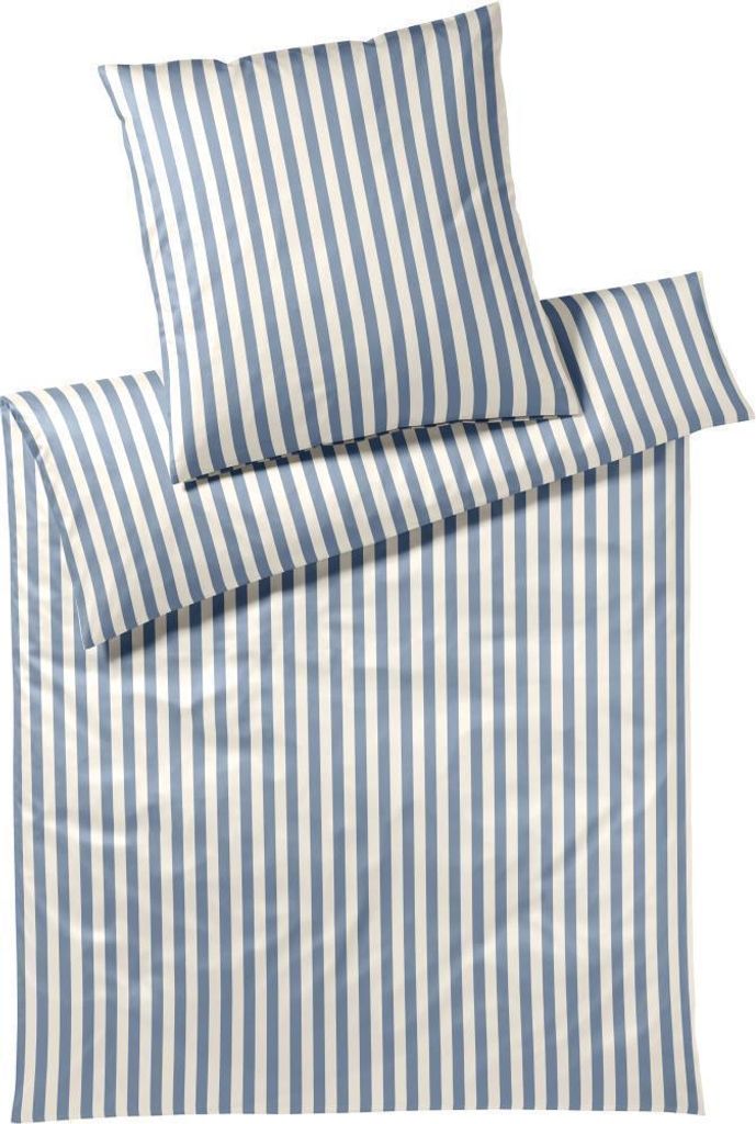 elegante Bettwäsche-Garnitur Mako-Satin Studio Line Farbe Nordisch Blau Größe 240x220+2x40x80