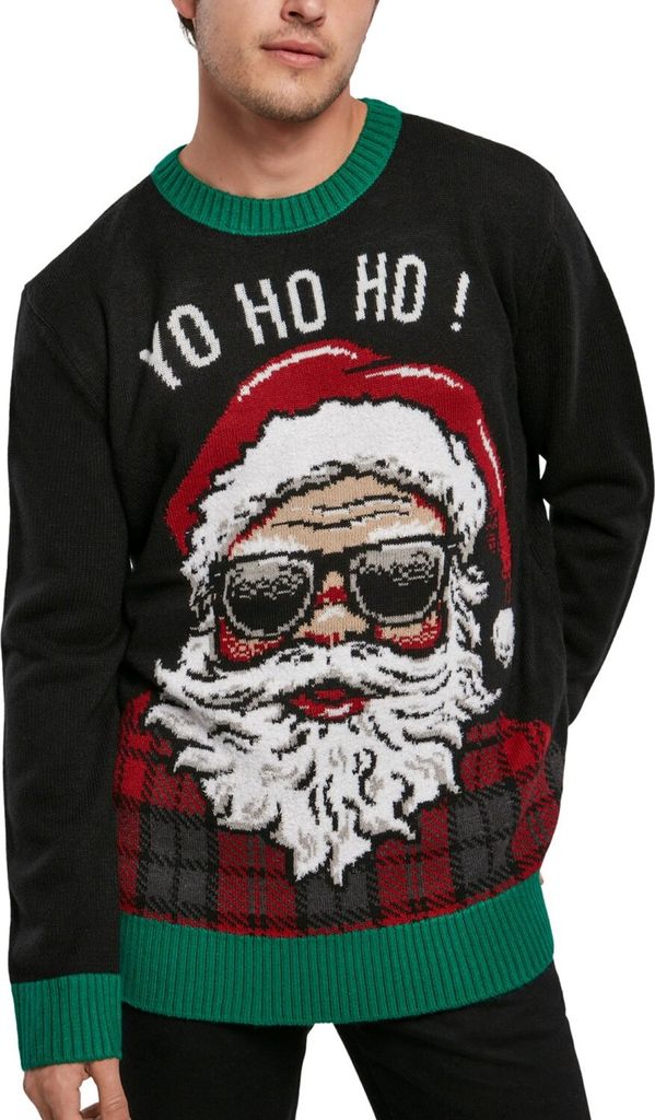 Urban Classics Weihnachtspullover Herren Yo Ho Ho Sweater schwarz/grün/weiß S