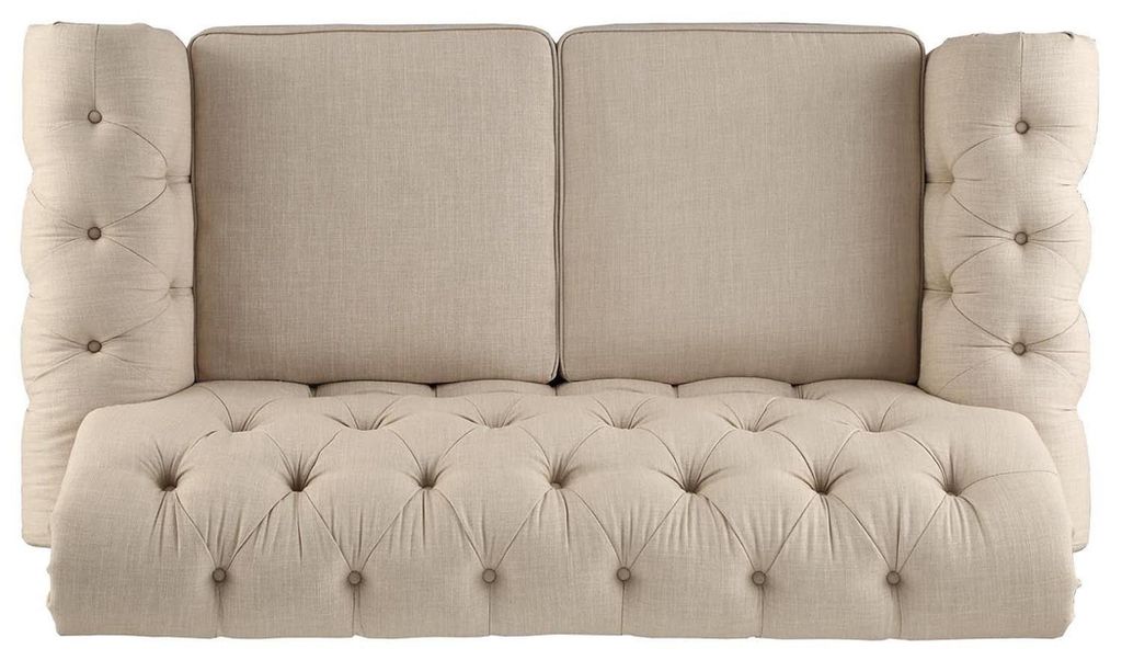 Chesterfield 2 Sitz Klassische Luxus Natur Holz Gestell Sofa Textil Leder Couch