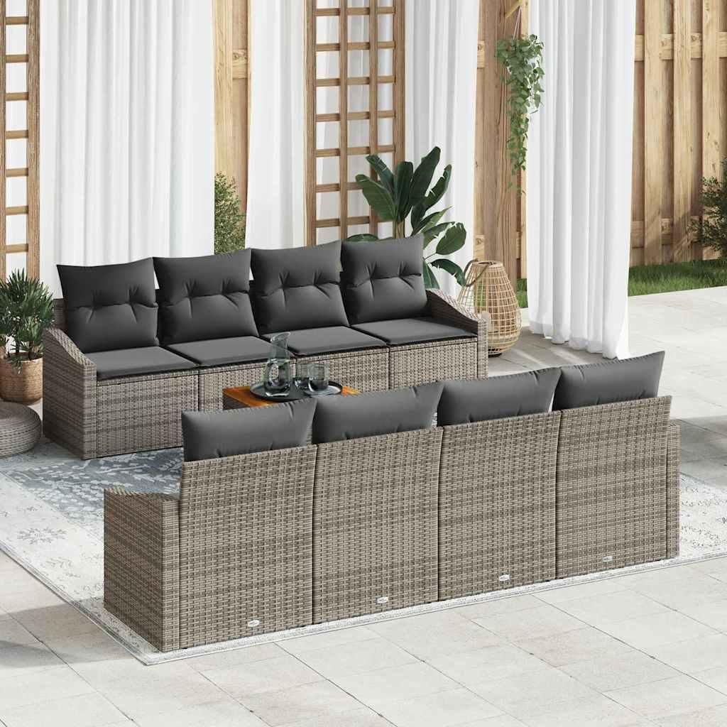 Maison Exclusive - Gartensofa-set mit Kissen 9 pcs Grau Poly-Rattan