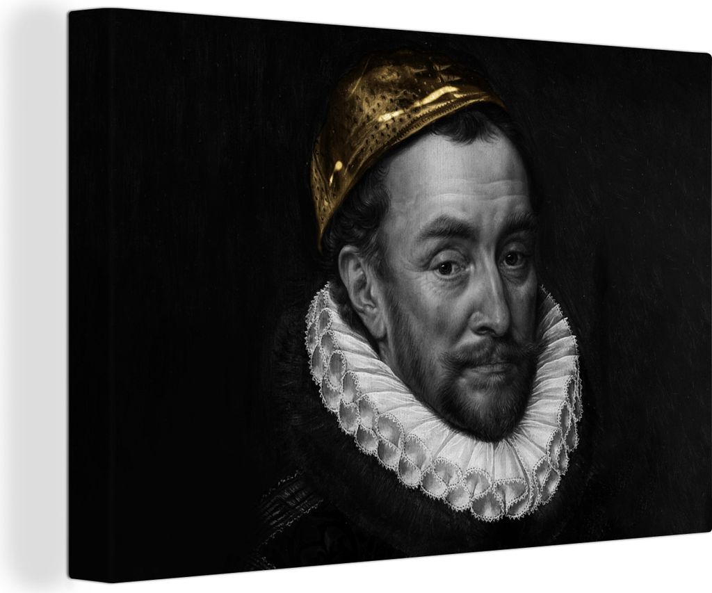 OneMillionCanvasses - Leinwandbilder - 140x90 cm, Wilhelm von Oranien - Adriaen Thomasz - Schwarz - Weiß, Wandbilder Kunstdruck Wanddekoration -...