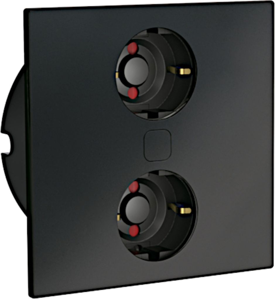 Duplex E Doppelsteckdose SCHWARZ matt für den Einbau in eine Arbeitsplatte / Mehrfachsteckdose / Steckdosenverteiler
