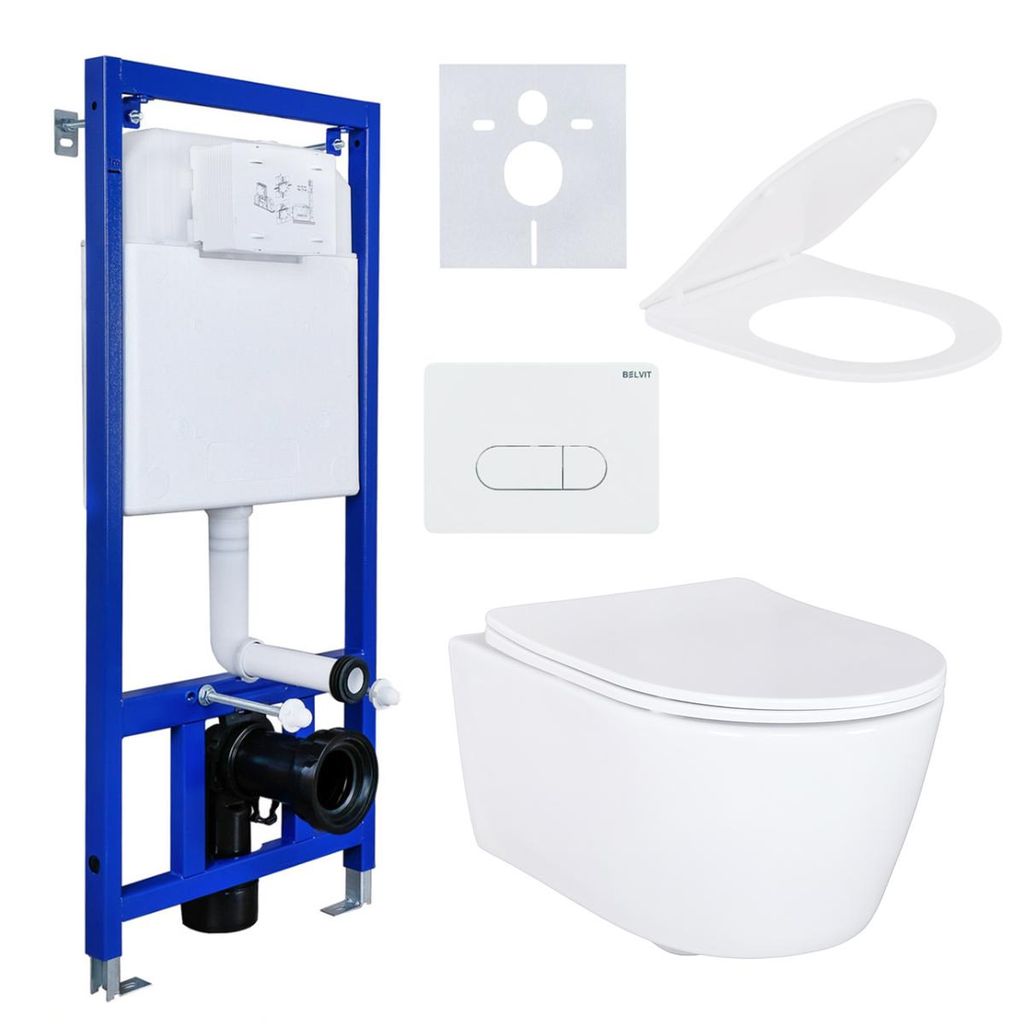 Wand‑WC Komplettset mit Vorwandelement & UP‑Spülkasten, Produktbild 