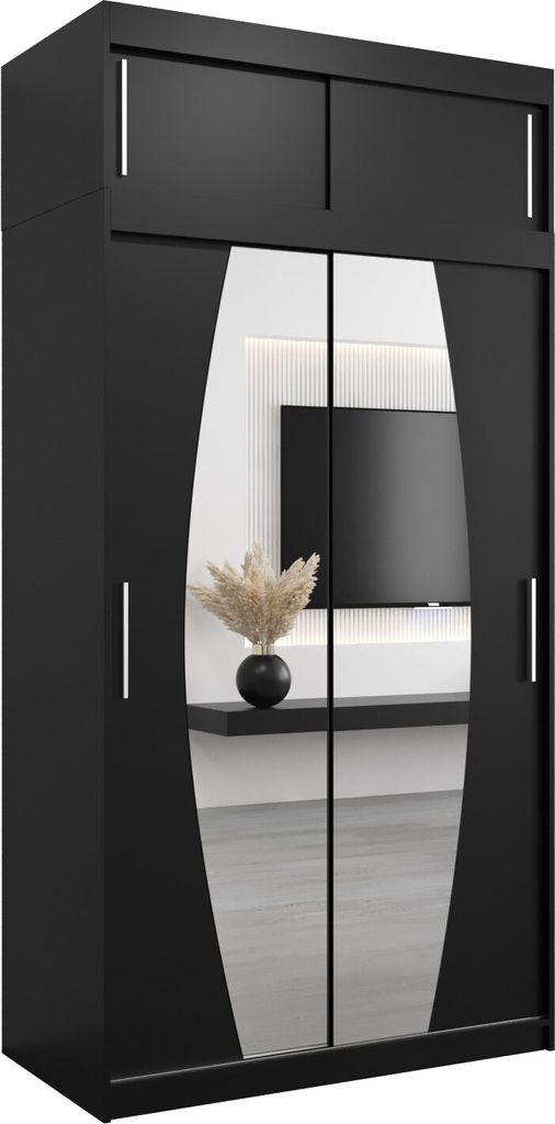 Kleiderschrank, Schiebetürenschrank Schlafzimmer, Schrank mit Spiegel ELYPSE 120 mit Aufsatz, Höhe 240 cm