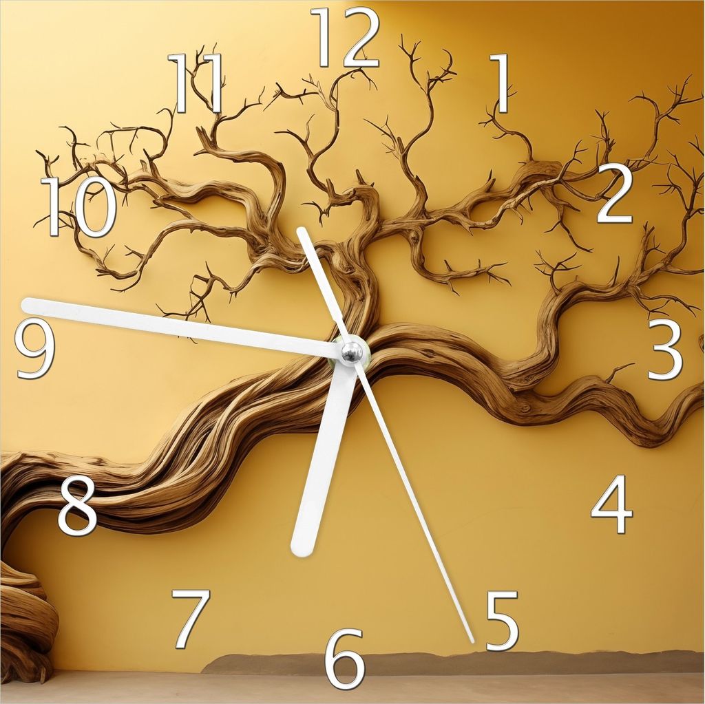 Wallario Design Wanduhr Lebensbaum Skulptur aus Echtglas, Produktbild 