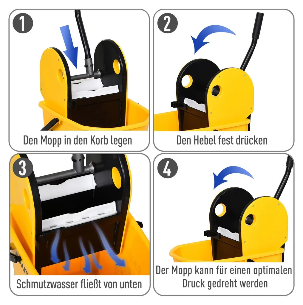 Chariot de ménage compact 26L léger et efficace avec essoreur pro - 5