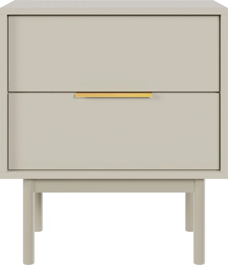Commode de nuit Viviaro 2 tiroirs Gris Taupe 54 cm Design Scandinave
