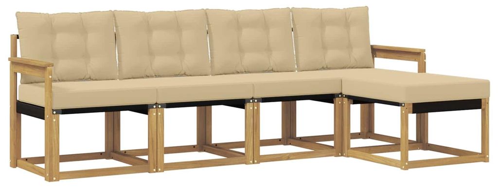 “2026 Modern“ Braun Outdoor-Sofagarnitur mit Kissen 5 pcs Weiß und Beige - Designermöbel 14387 - Gartensofas