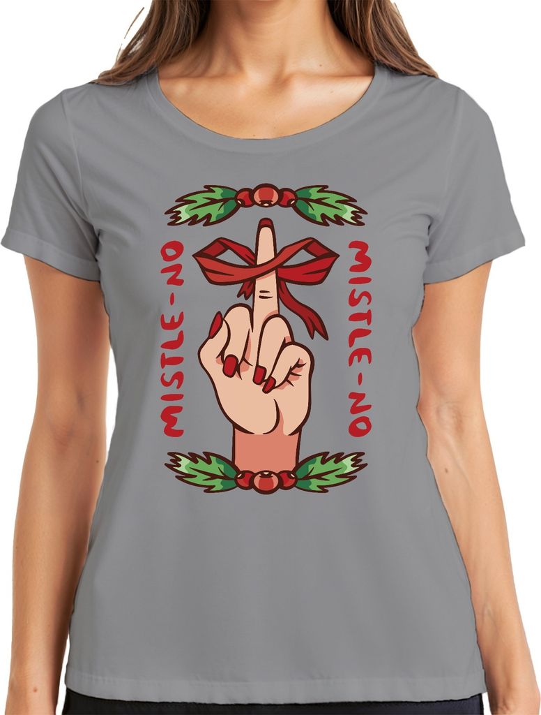 Mistle No Anti-Weihnachten - Weihnachtsgeschenk Christmas Damen T-Shirt, Grau, L