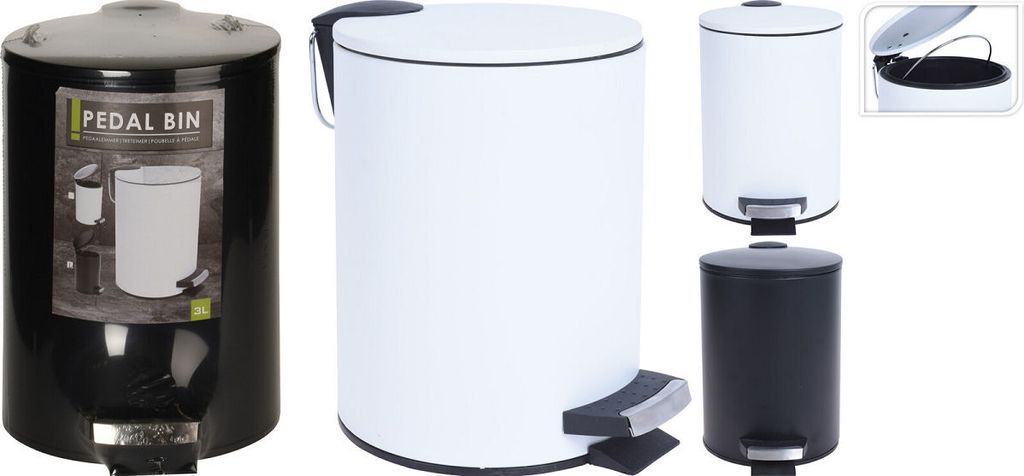 Excellent Houseware Mülleimer, Metall, 17x23 cm, 3 l, schwarz