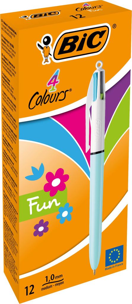 BIC 4 Colours, Clip-on retractable pen, Grün, Pink, Violett, Türkis, Grün, Weiß, Medium