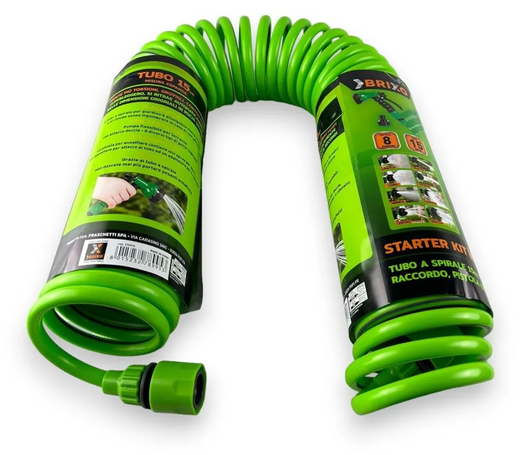 Tuyau d'arrosage extensible 15m Brixo Iris Nilo avec pistolet 8 jets - 8