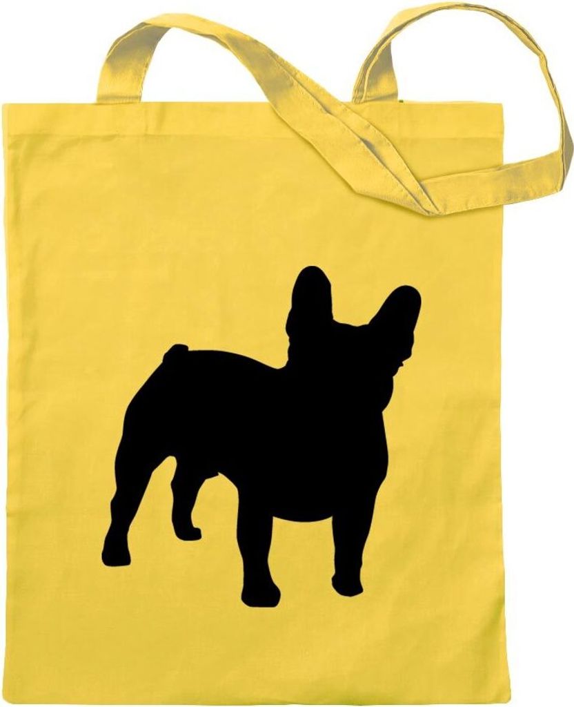 Kiwistar - Baumwolltasche - gelb - Französische Bulldogge Hund - Tragetasche Stoffbeutel Umhängetasche langer Henkel
