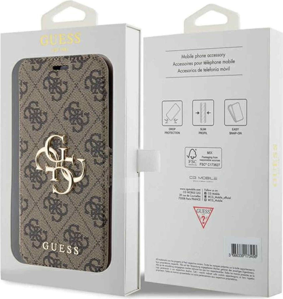 Guess PolyurethanLeather 4G Metal Logo Book Case für iPhone Produktbild 