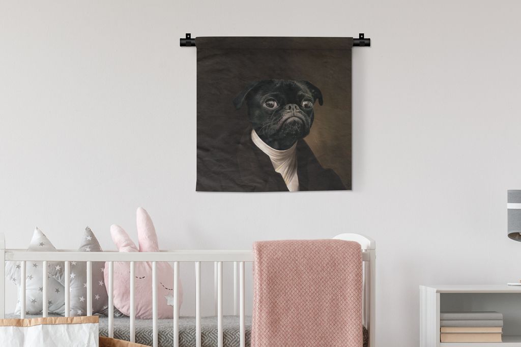 MuchoWow Wandteppich Wandbehang Mops - Mittelalter - Kleidung 60x60 cm Tapisserie Dekoration Wandtuch - Dekorationen - Wand Decke