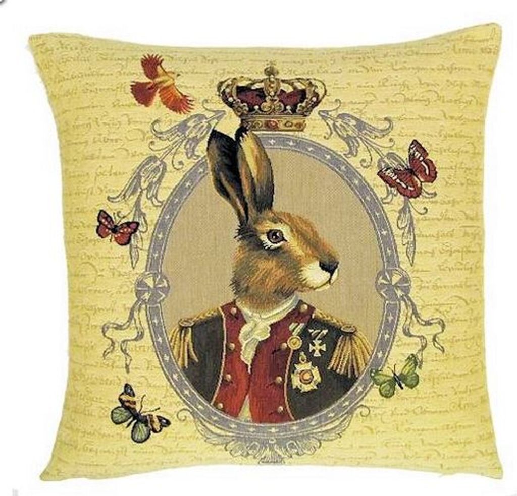 Gobelin Kissen Hase gerahmt