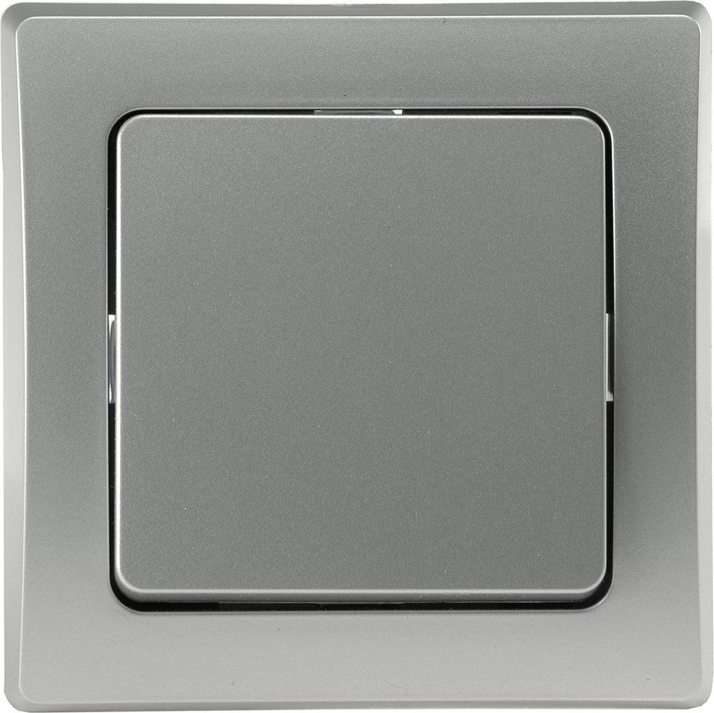 ChiliTec 21134 DELPHI Wechsel-Schalter, UP, silber 250V/ 10A, inkl. Rahmen, Steckanschluss