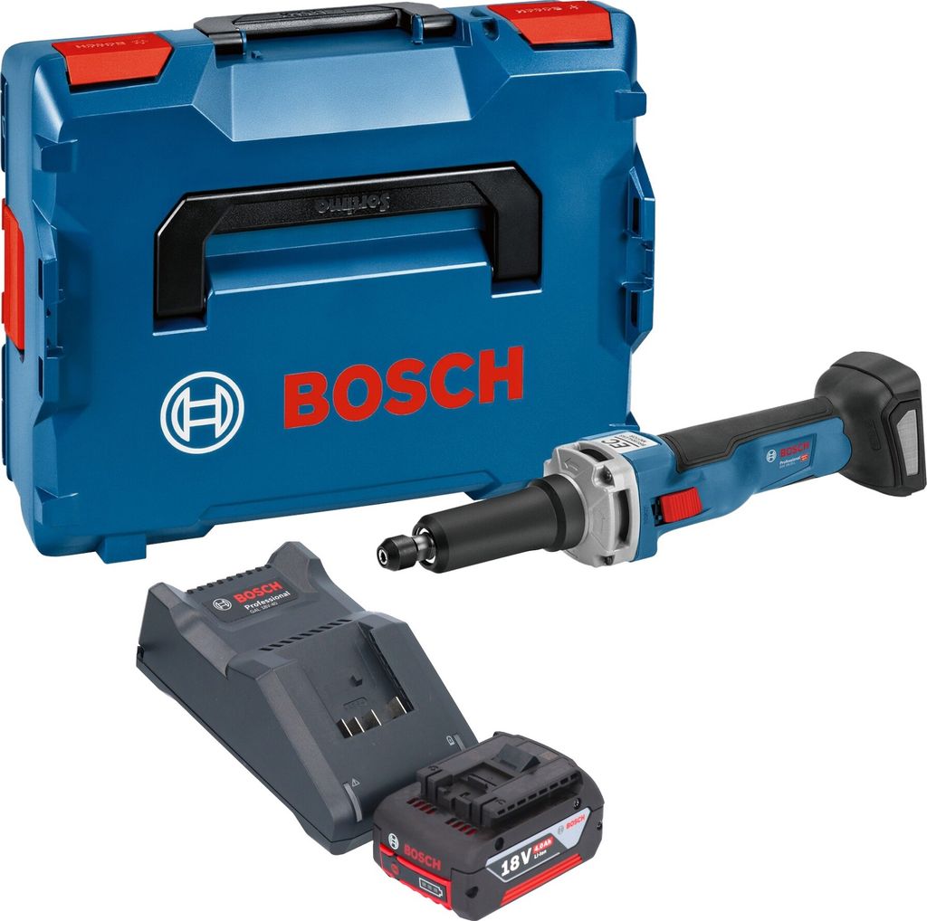 Bosch GGS 18V-23 LC Professional Akku Geradschleifer 18 V Brushless + 1x Akku 4,0 Ah + Ladegerät + L-Boxx