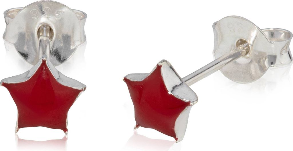 Paar Ohrstecker rote Stern 5mm Silber 925 Sternchen Amulett kleine Ohrringe