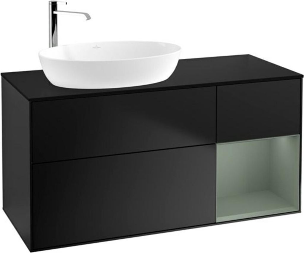 V&B Waschtischunterschrank Wandbeleuchtung Finion 120cm, Pl b m, Reg Oli. m Lac, bla m Lac