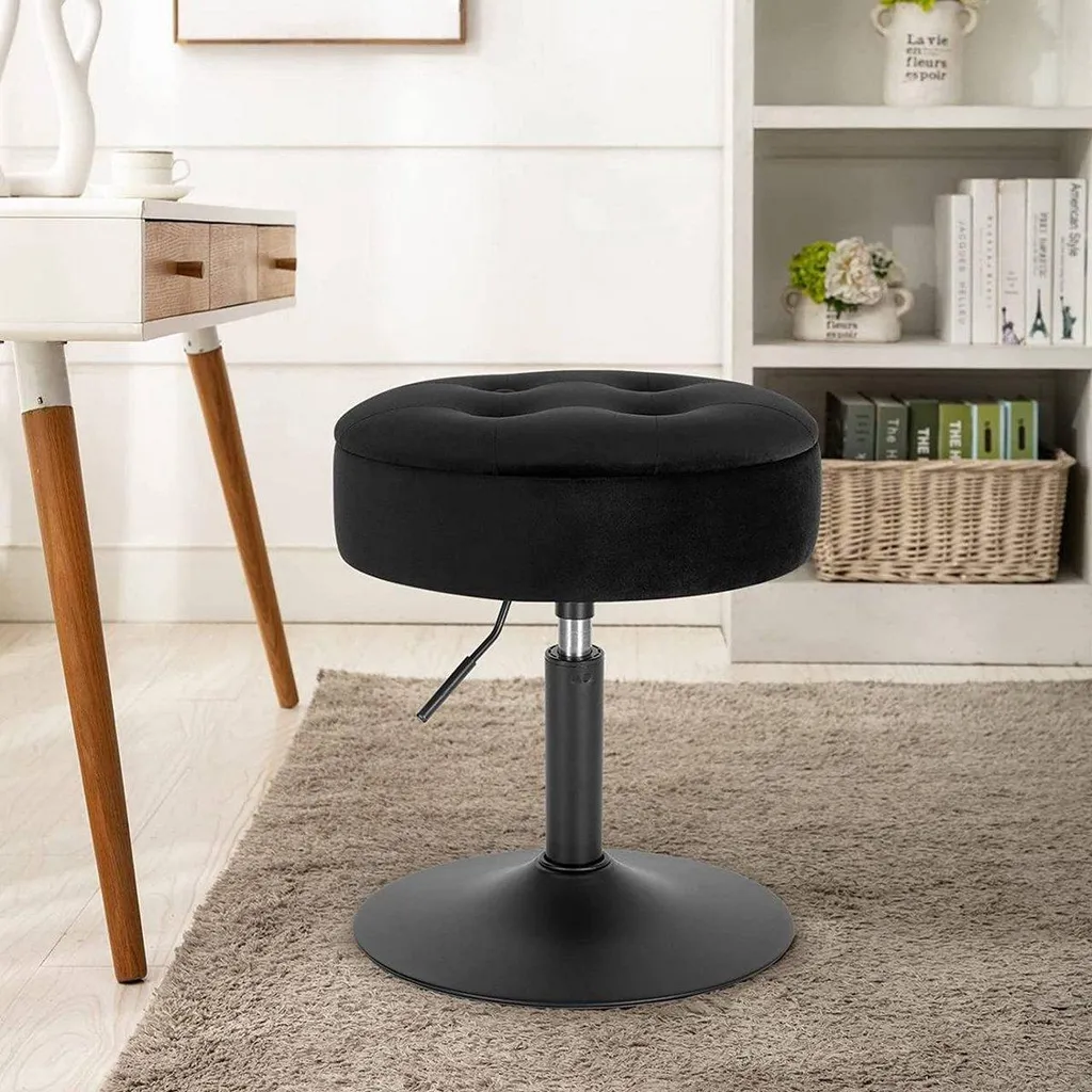 Petit tabouret de cuisine noir réglable - Idéal pour îlot et bar gain de place