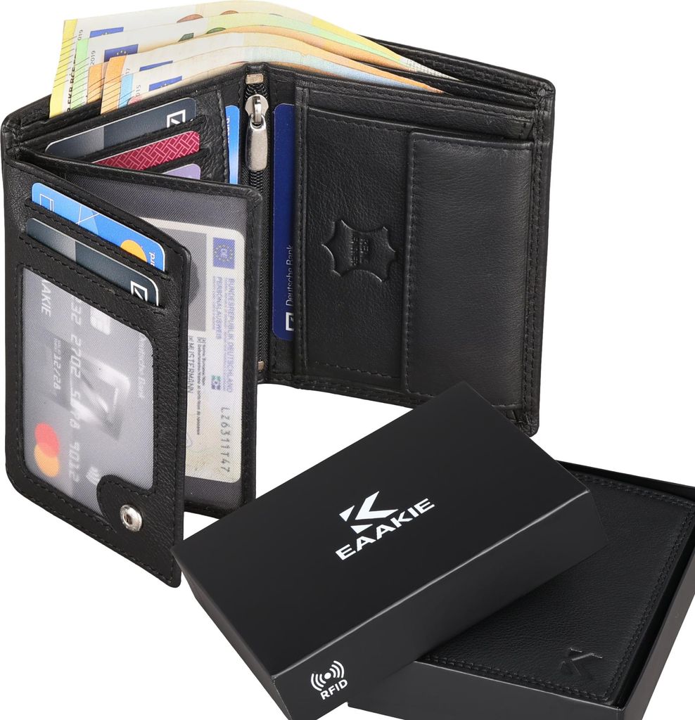 Leder Geldbörse Herren Portemonnaie RFID Hochformat Produktbild 