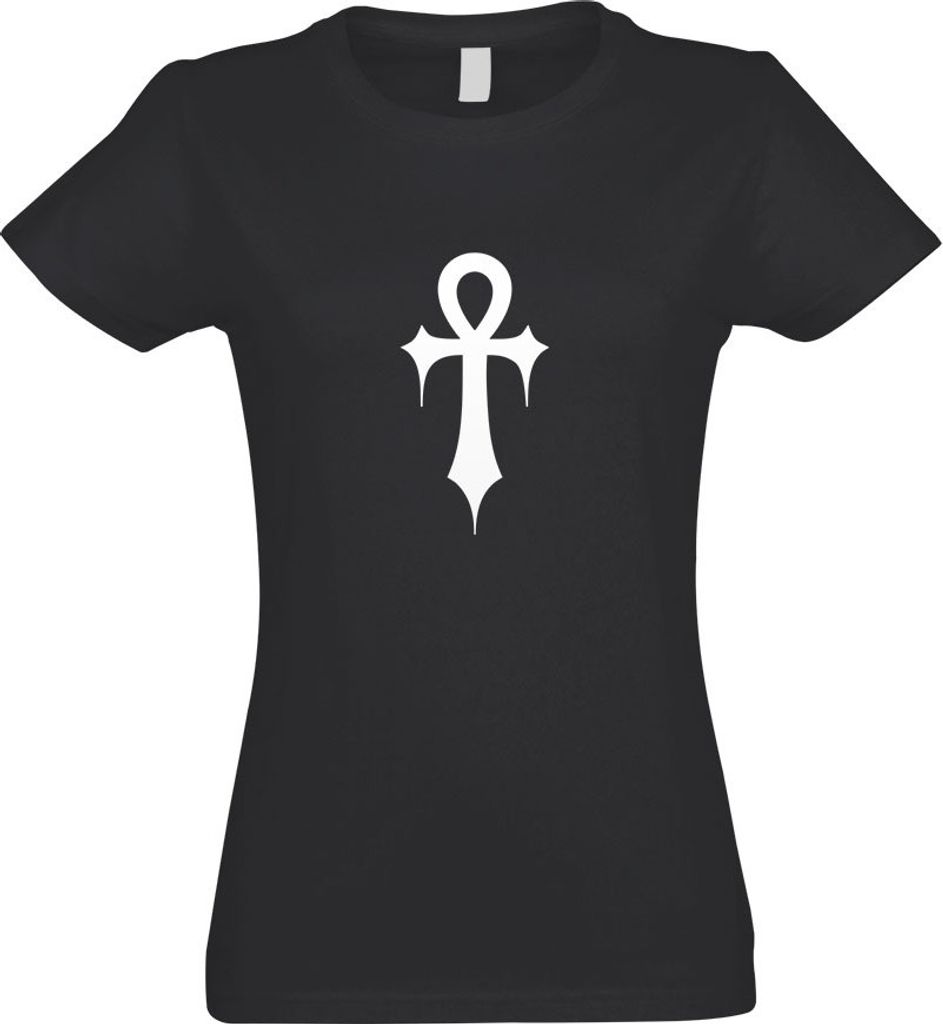 Kiwistar - T-Shirt tailliert - Damen - Graphit - Gothic Ankh - mit Motiv Bedruckt - Funshirt Design - Sport - Freizeit - Damen - S