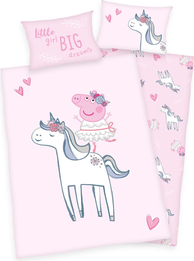 2tlg Kinder Bettwäsche Peppa Pig 100x135 Baumwolle Produktbild 