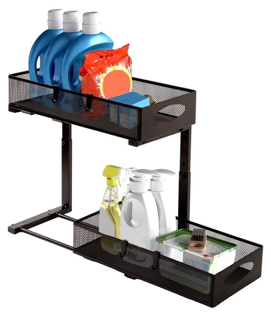 Unter Waschbecken Regal Spülschrank Organizer | 2 Etagen höhenverstellbar Küchen Organizer | Multifunktionaler Unterschrank Organizer Küchenreg...