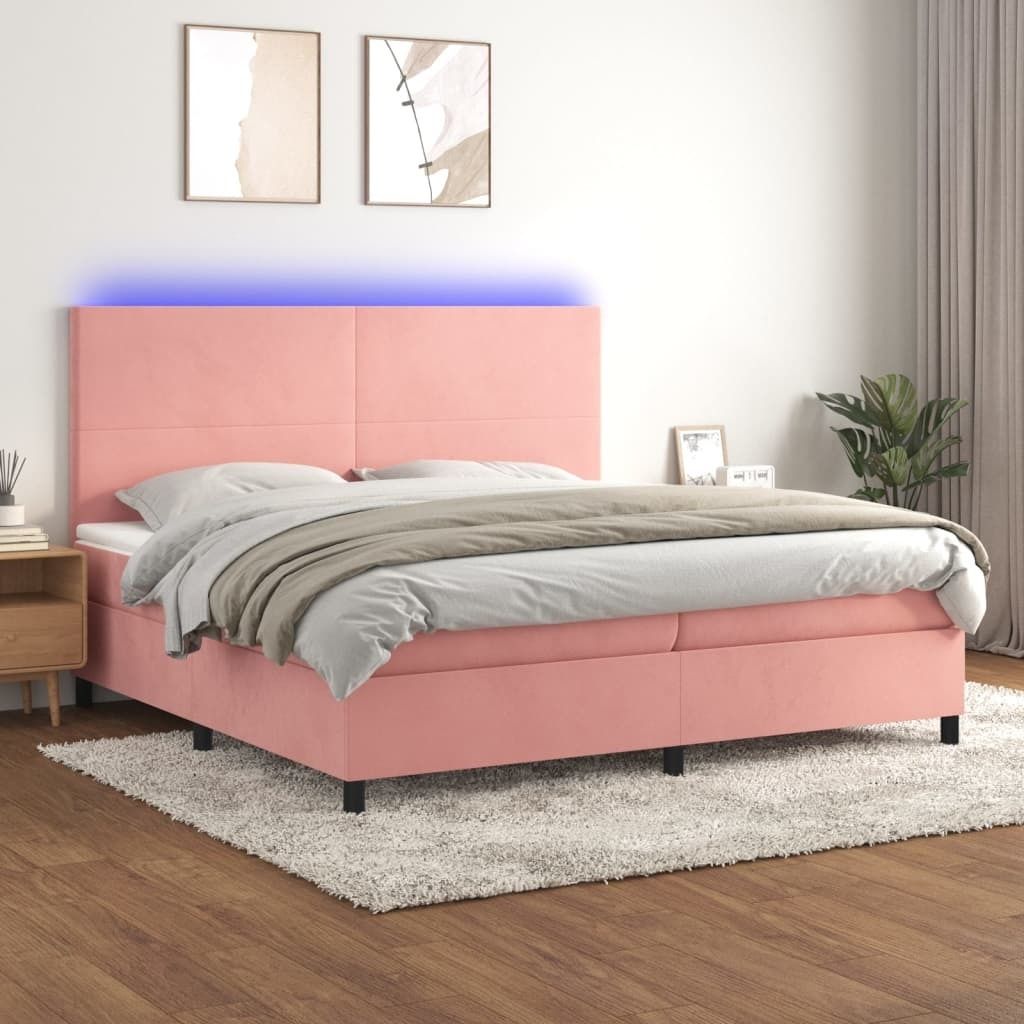 Maison Exclusive - Boxspringbett mit Matratze & LED Rosa 200x200 cm Samt