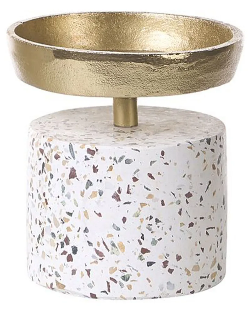 Set de 2 Bougeoirs de Table pour Dîner Romantique Or et Terrazzo