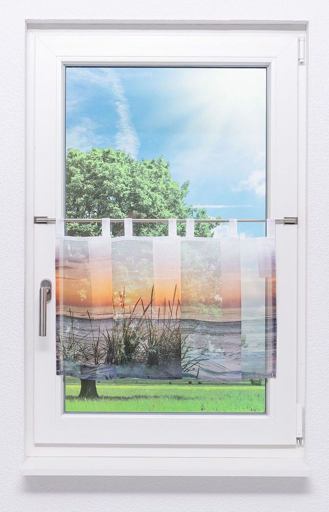 Lysel Scheibengardine Abendromantik (Bx H) 120cm * 45cm grau/natur