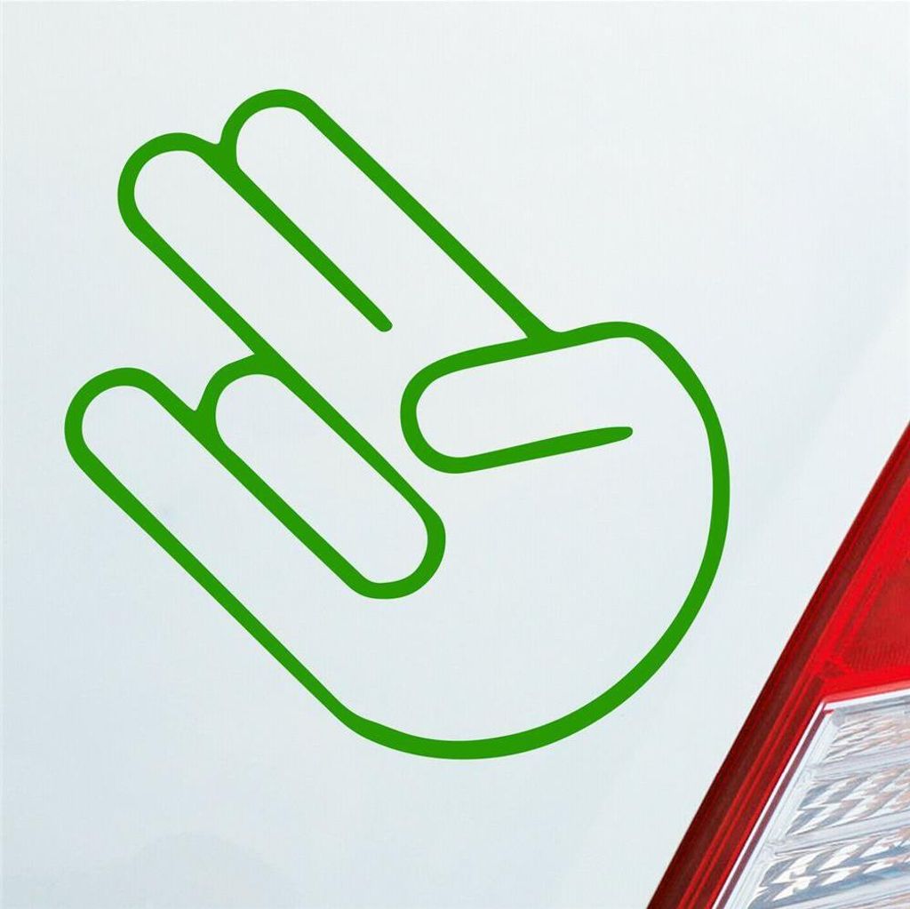 Auto Aufkleber Shocker Hand Motorrad Gruß Mopped Kfz 10x10 cm Hellgrün Sticker Heckscheibenaufkleber