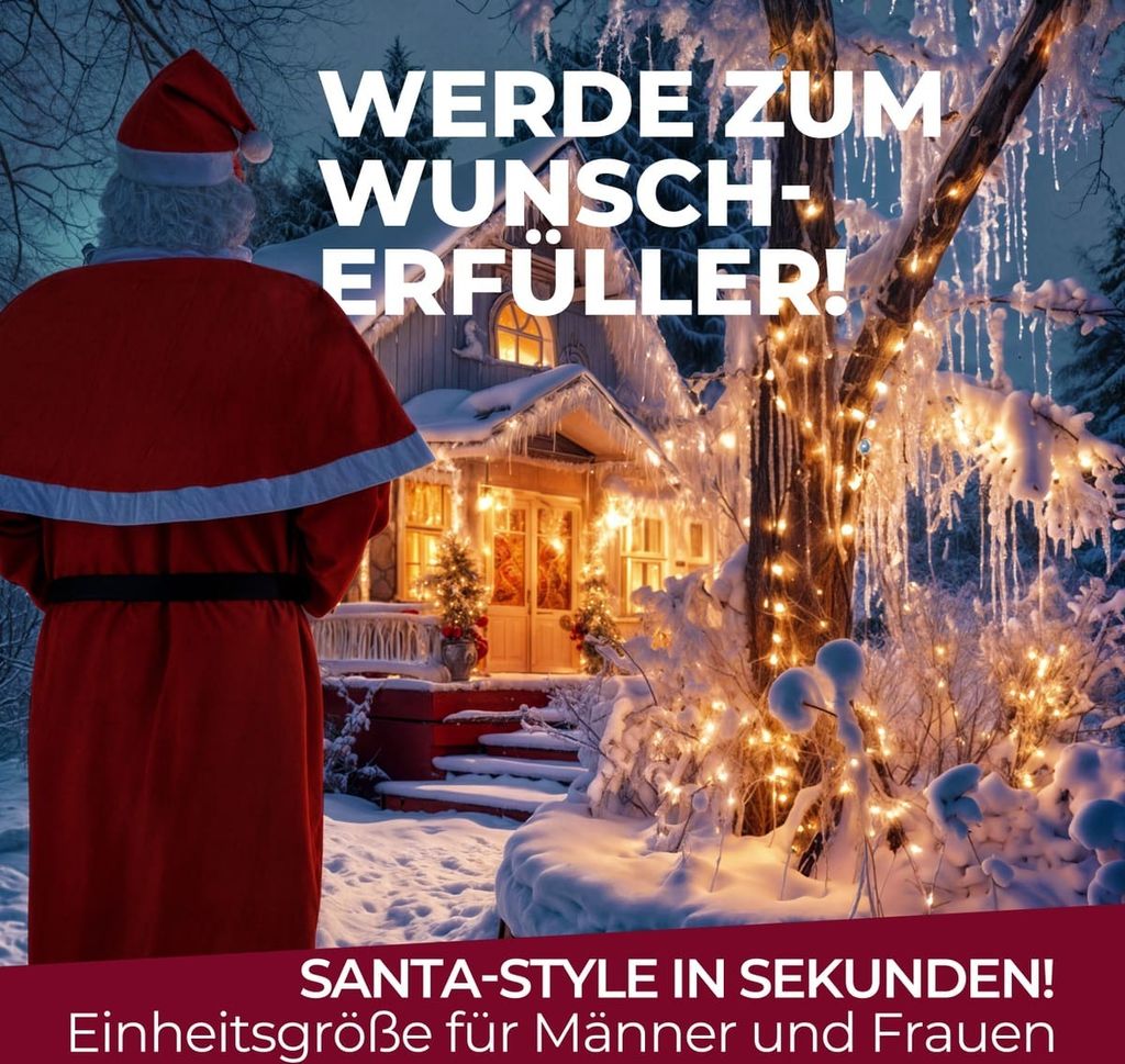 DETEX® Weihnachtsmann Kostüm 5tlg. Set Nikolaus Anzug Produktbild 8