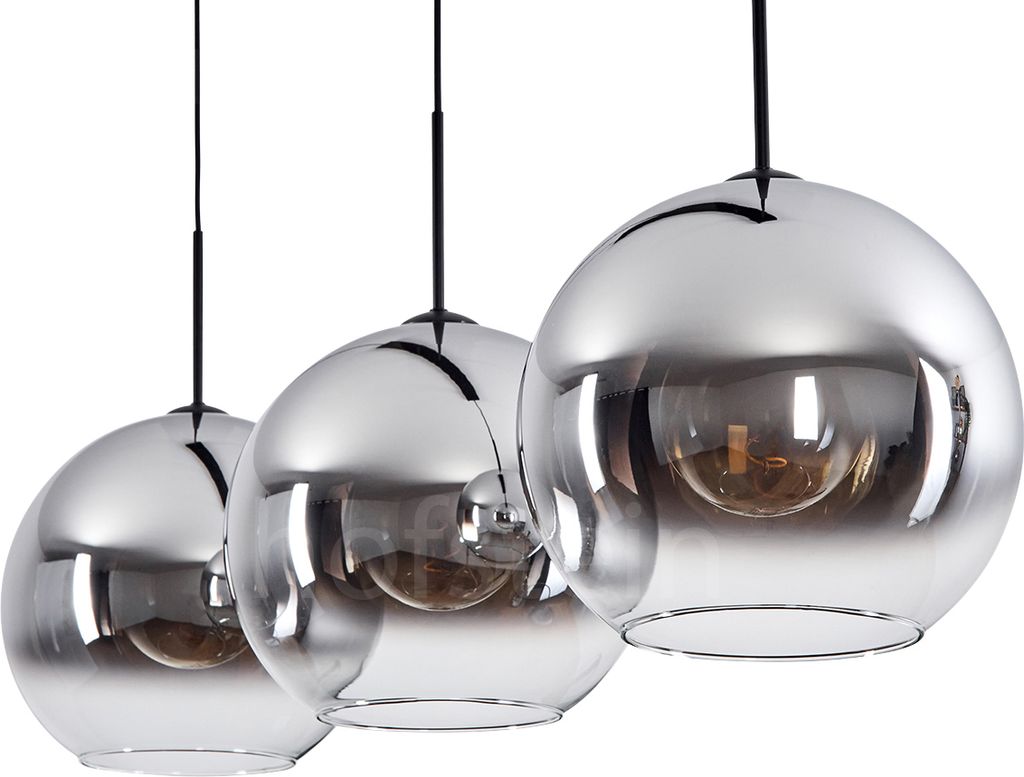 Cesaro »Cesaro« Hängelampe aus Metall/Glas in Schwarz/Chromfarben/Klar