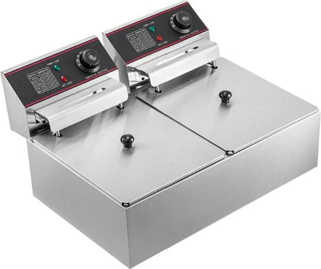 Friteuse double 12 L 2500W modèle professionnel avec louches et éponges