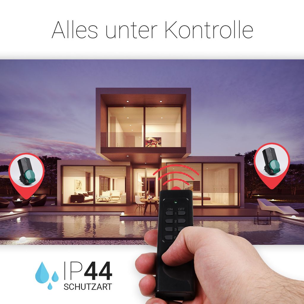 Dio Kit 3 Prese Telecomandate + Telecomando, 1000W, Portata 25 M, 433,92 Mhz, Nessuna Installazione