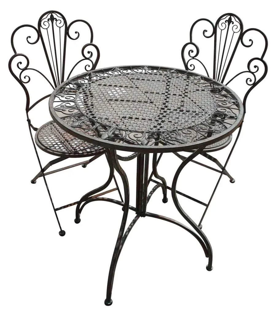 Aménagez votre Balcon avec ce Set de Jardin Vert en Fer 3 Pièces