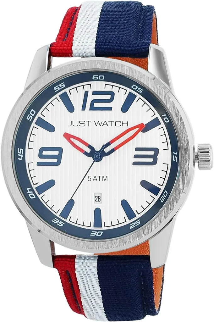 Orologio Uomo Joel Militare Vintage Cinturino Nylon Pelle 5ATM
