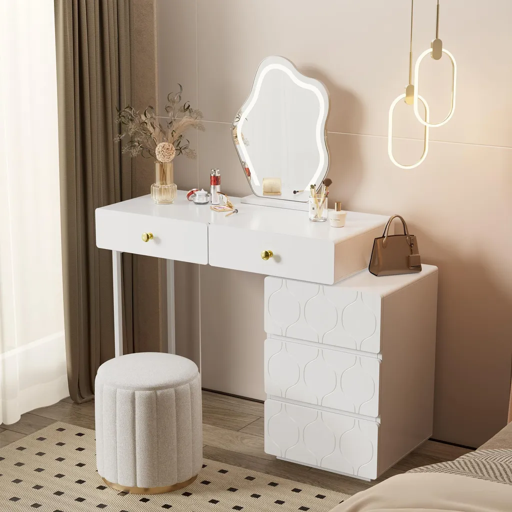 Coiffeuse 5 Tiroirs Blanche : Fini le Désordre avec ce Design Flexible