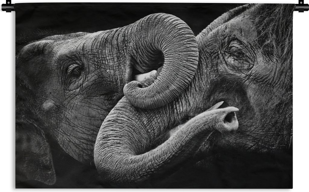 MuchoWow Wandteppich Wandbehang Elefant - Tier - Rüssel 90x67.5 cm Tapisserie Dekoration Wandtuch - Fototeppich - Wand-Skulpturen