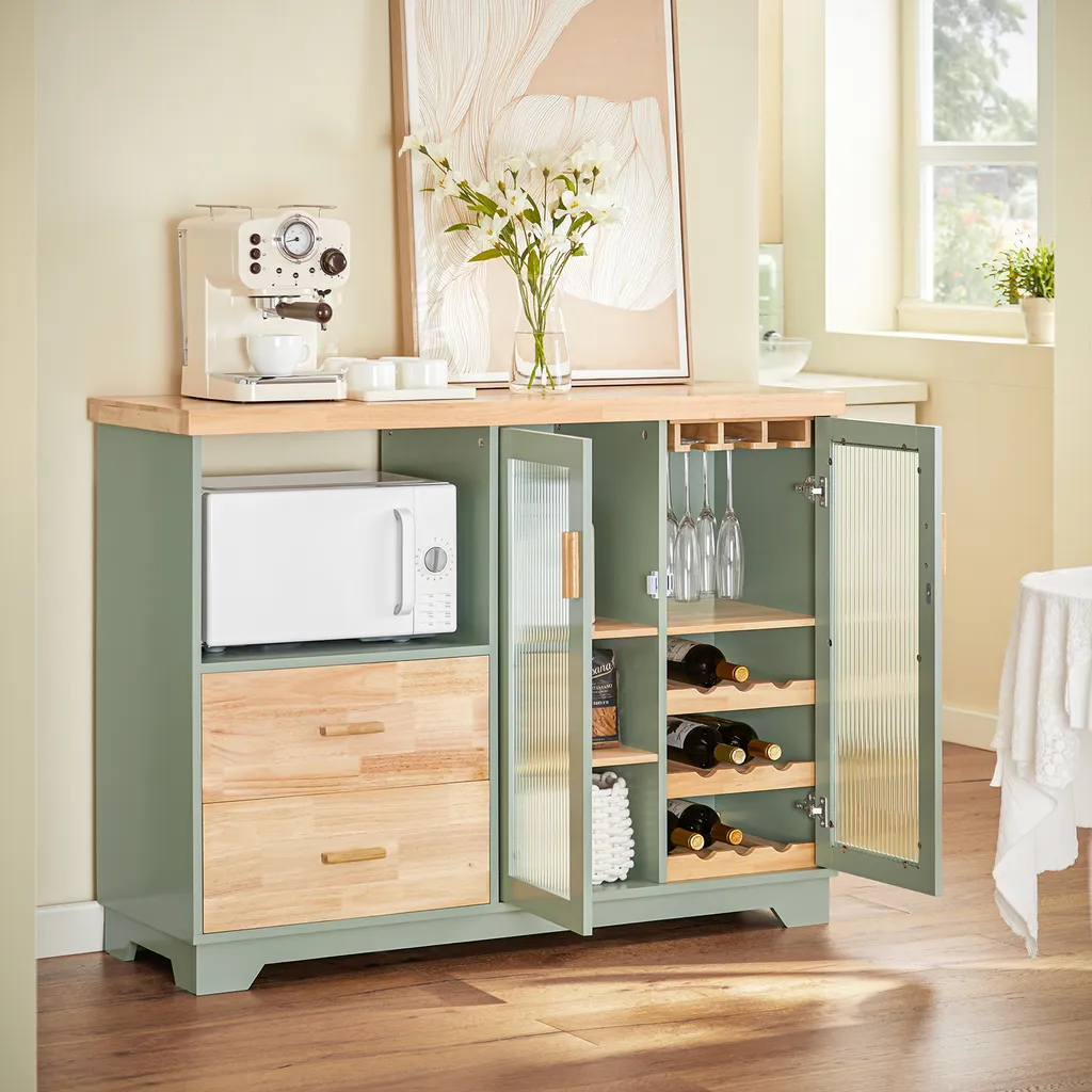 Buffet de cuisine gris SoBuy, rangement micro-ondes FSB81-GR compact